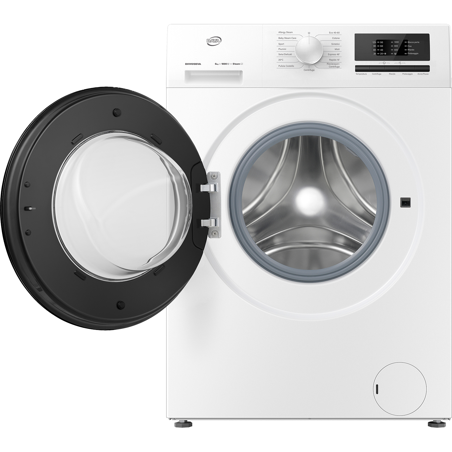 DHW610ISVA Lavatrice slim 6 kg 1000 giri classe A con motore inverter e funzione vapore, compatta ed efficiente, ideale per piccoli spazi. 8052536053601 - immagine 2